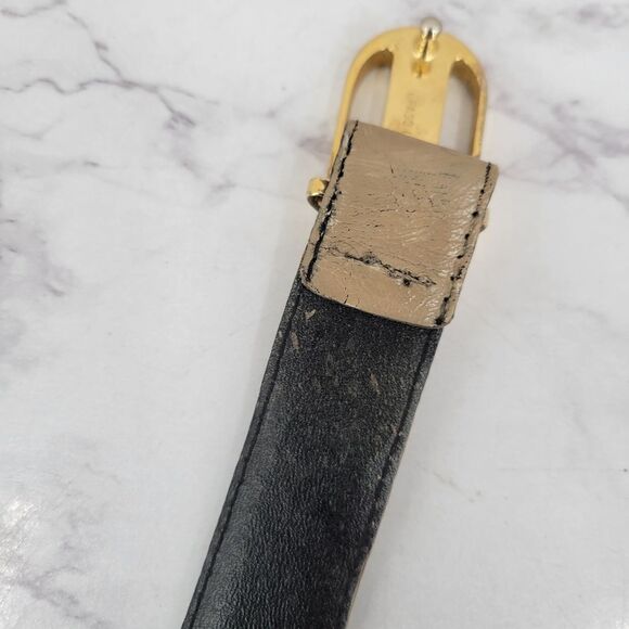 Nino Cerruti Gold Buckle Taupe Leather Belt - Picture 10 of 12